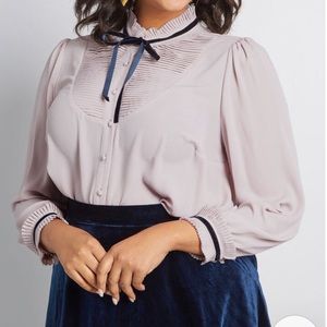ModCloth Do As You Pleats Long Sleeve Blouse